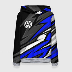 Толстовка-худи женская Volkswagen - Синяя абстракция, цвет: 3D-меланж