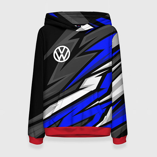 Женская толстовка Volkswagen - Синяя абстракция / 3D-Красный – фото 1