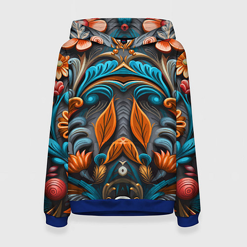 Женская толстовка Mirrow floral pattern - art - vogue / 3D-Синий – фото 1