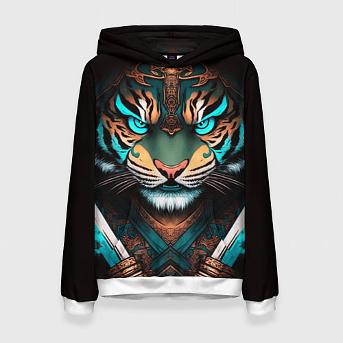 Женская толстовка Тигр самурай / 3D-Белый – фото 1