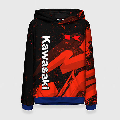 Женская толстовка Кавасаки - красные брызги / 3D-Синий – фото 1