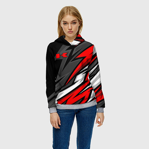 Женская толстовка Kawasaki - red uniform / 3D-Меланж – фото 3