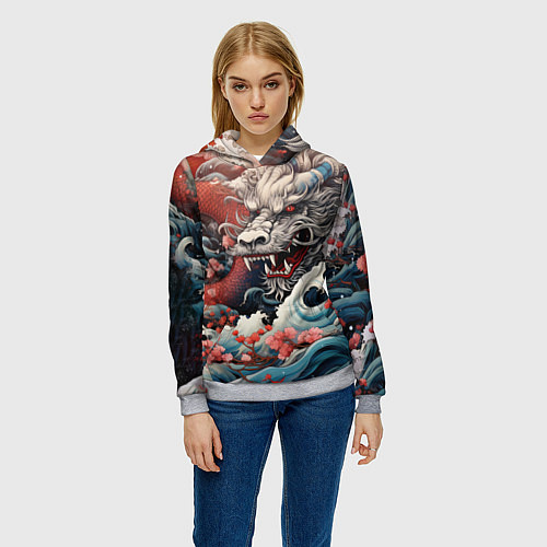 Женская толстовка Морской дракон Irezumi / 3D-Меланж – фото 3