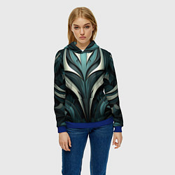 Толстовка-худи женская Абстрактные узор в виде лица, цвет: 3D-синий — фото 2