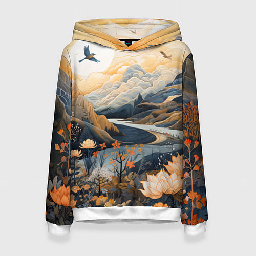Женская толстовка Солнечное утро в цветущих горах / 3D-Белый – фото 1