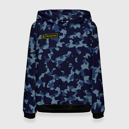 Женская толстовка Камуфляж с нашивкой - Владимир / 3D-Черный – фото 1