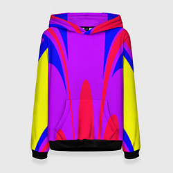 Толстовка-худи женская Яркий цветной мотив, цвет: 3D-черный