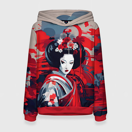 Женская толстовка Geisha vector style / 3D-Красный – фото 1