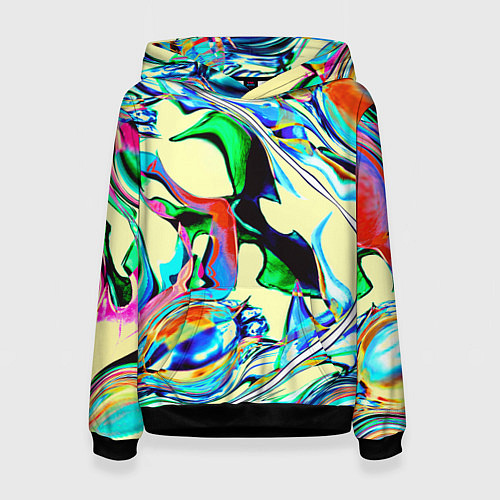 Женская толстовка Яркие абстрактные разводы / 3D-Черный – фото 1
