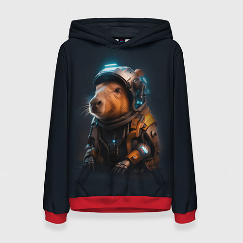 Женская толстовка Cool capybara - cyberpunk - neural network / 3D-Красный – фото 1