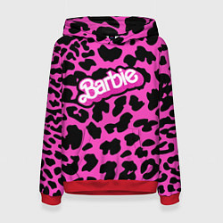 Толстовка-худи женская Барби розовый леопардовый принт, цвет: 3D-красный