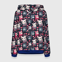 Толстовка-худи женская Котики цветочки милота, цвет: 3D-синий