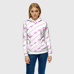 Толстовка-худи женская Барби паттерн - логотип и сердечки, цвет: 3D-белый — фото 2