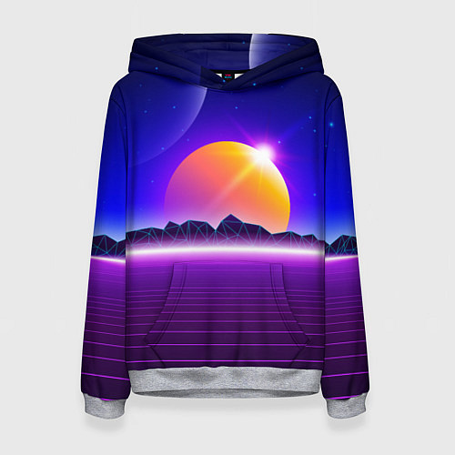Женская толстовка Mountains - sun - space - vaporwave / 3D-Меланж – фото 1