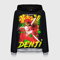 Толстовка-худи женская Человек-бензопила - поп арт, цвет: 3D-меланж