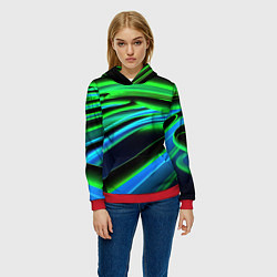 Толстовка-худи женская Green geometry abstract, цвет: 3D-красный — фото 2