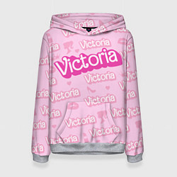 Толстовка-худи женская Виктория - паттерн Барби розовый, цвет: 3D-меланж
