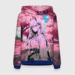 Толстовка-худи женская Пауэр - Человек бензопила, цвет: 3D-синий