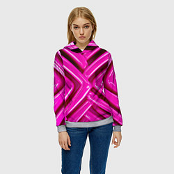 Толстовка-худи женская Розовые абстрактные трубочки, цвет: 3D-меланж — фото 2