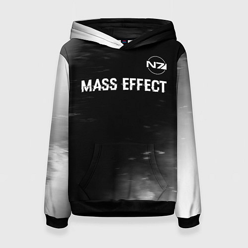 Женская толстовка Mass Effect glitch на темном фоне: символ сверху / 3D-Черный – фото 1