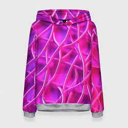 Толстовка-худи женская Розовые абстрактные трубочки, цвет: 3D-меланж