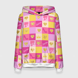 Женская толстовка Барби: желтые и розовые квадраты паттерн