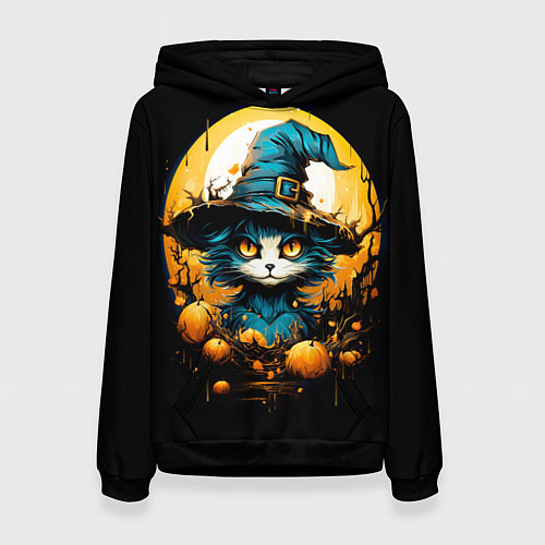 Женская толстовка Синий кот колдун / 3D-Черный – фото 1