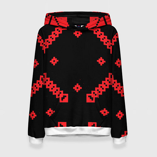 Женская толстовка Национальный - черный 2 / 3D-Белый – фото 1