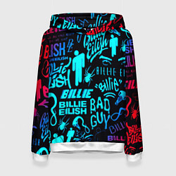 Толстовка-худи женская Billie Eilish neon pattern, цвет: 3D-белый