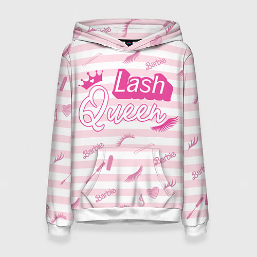 Женская толстовка Lash queen - pink Barbie pattern / 3D-Белый – фото 1