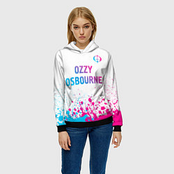 Толстовка-худи женская Ozzy Osbourne neon gradient style: символ сверху, цвет: 3D-черный — фото 2