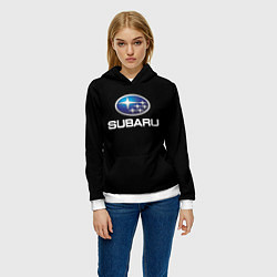 Толстовка-худи женская Subaru sport auto car, цвет: 3D-белый — фото 2