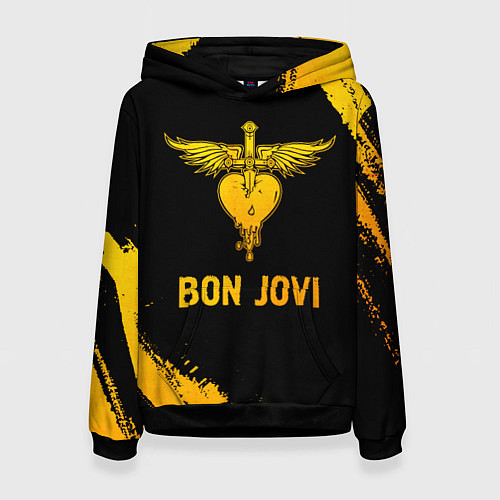 Женская толстовка Bon Jovi - gold gradient / 3D-Черный – фото 1