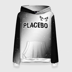 Толстовка-худи женская Placebo glitch на светлом фоне: символ сверху, цвет: 3D-белый