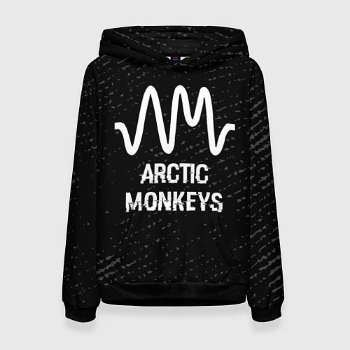 Женская толстовка Arctic Monkeys glitch на темном фоне / 3D-Черный – фото 1