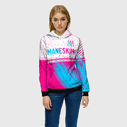 Толстовка-худи женская Maneskin neon gradient style: символ сверху, цвет: 3D-черный — фото 2