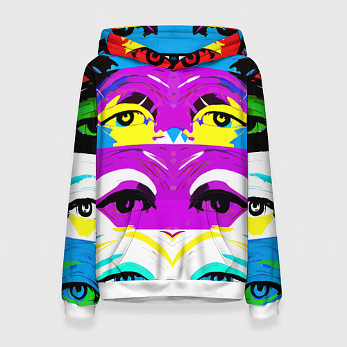 Женская толстовка Eyes - pop art - neural network / 3D-Белый – фото 1