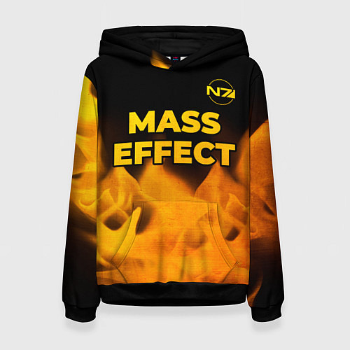 Женская толстовка Mass Effect - gold gradient: символ сверху / 3D-Черный – фото 1