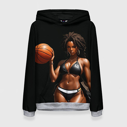 Женская толстовка Девушка с баскетбольным мячом / 3D-Меланж – фото 1