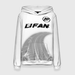 Женская толстовка Lifan speed на светлом фоне со следами шин: символ