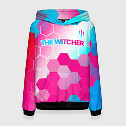 Женская толстовка The Witcher neon gradient style: символ сверху