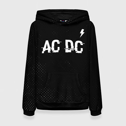 Женская толстовка AC DC glitch на темном фоне: символ сверху / 3D-Черный – фото 1