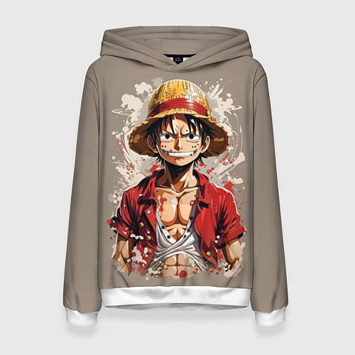 Женская толстовка Монки Ди Руфи - One Piece / 3D-Белый – фото 1