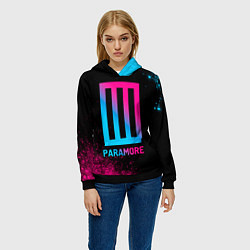 Толстовка-худи женская Paramore - neon gradient, цвет: 3D-черный — фото 2