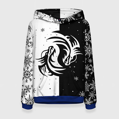 Женская толстовка Инь Янь - Драконы / 3D-Синий – фото 1