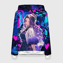 Толстовка-худи женская Шинобу Кочо и граффити, цвет: 3D-белый