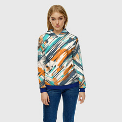 Толстовка-худи женская Абстракция разноцветная, цвет: 3D-синий — фото 2