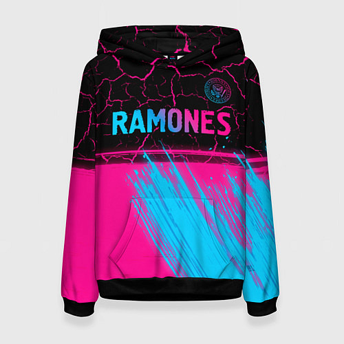 Женская толстовка Ramones - neon gradient посередине / 3D-Черный – фото 1