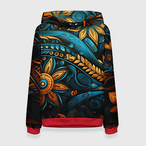 Женская толстовка Узор с растительными элементами / 3D-Красный – фото 1