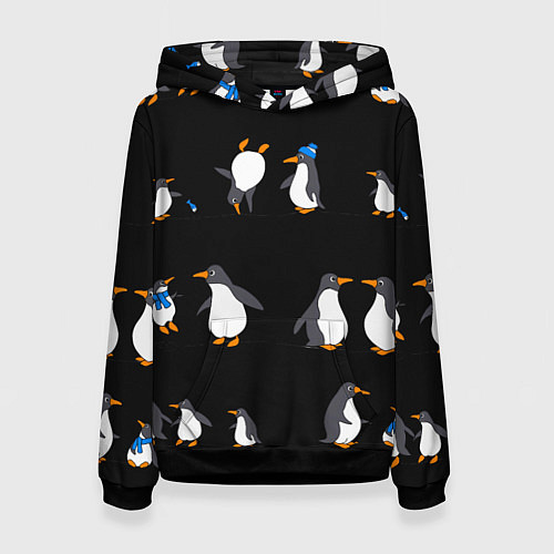 Женская толстовка Веселая семья пингвинов / 3D-Черный – фото 1